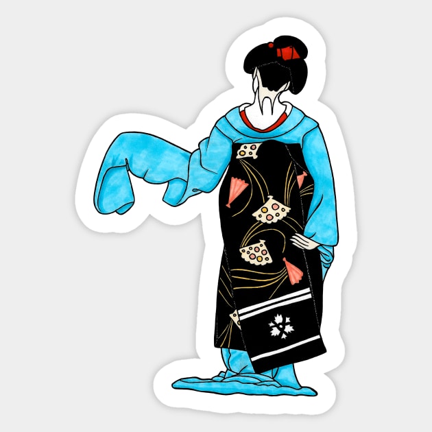 Dancing maiko - ink illustration Sticker by lorendowding